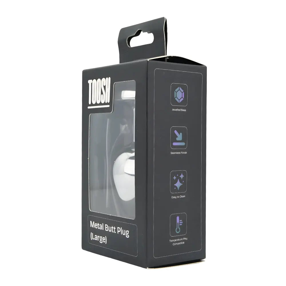 Toosh Silver Metal Butt Plug Large Clear Stone Toosh