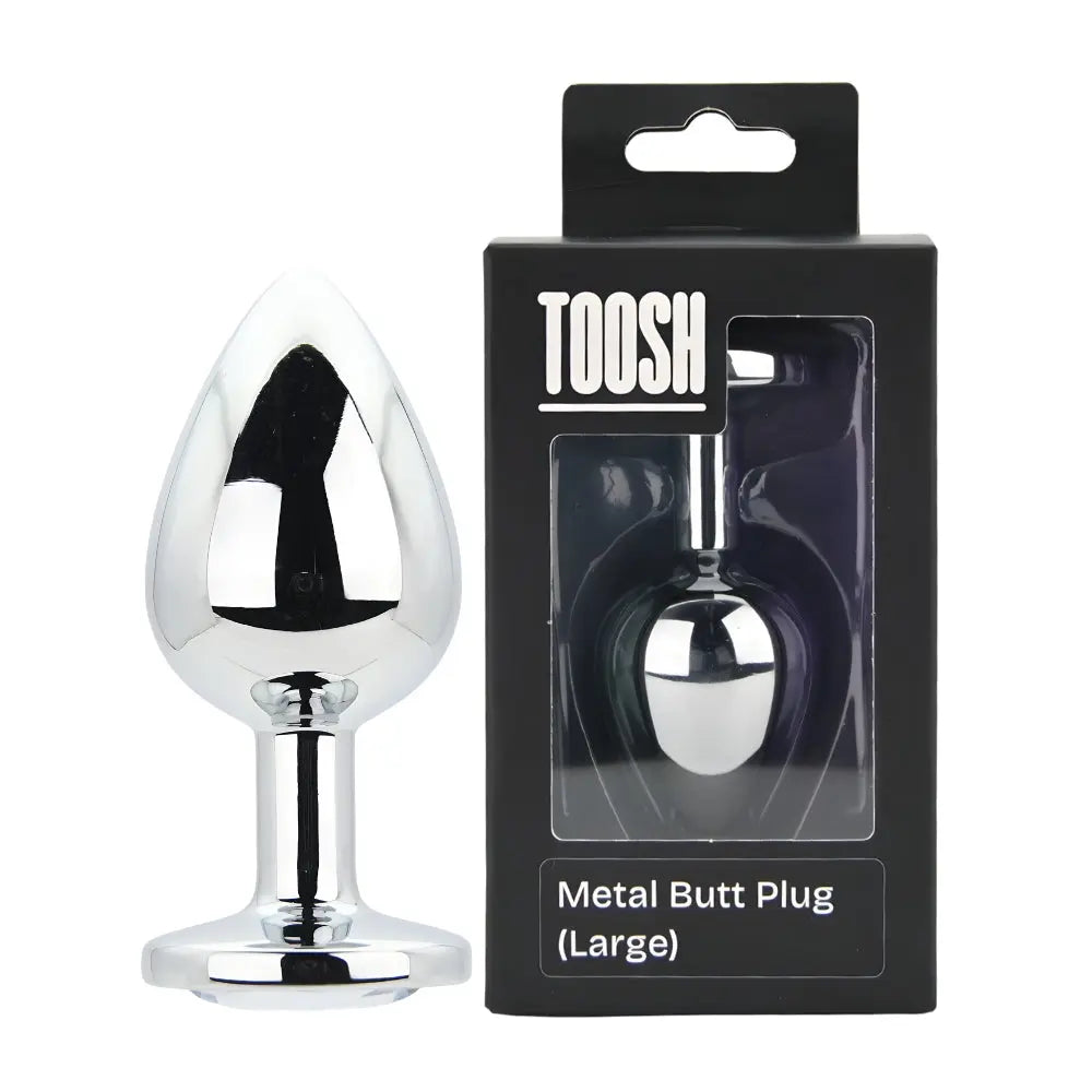 Toosh Silver Metal Butt Plug Large Clear Stone Toosh