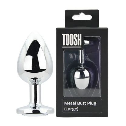 Toosh Silver Metal Butt Plug Large Clear Stone Toosh