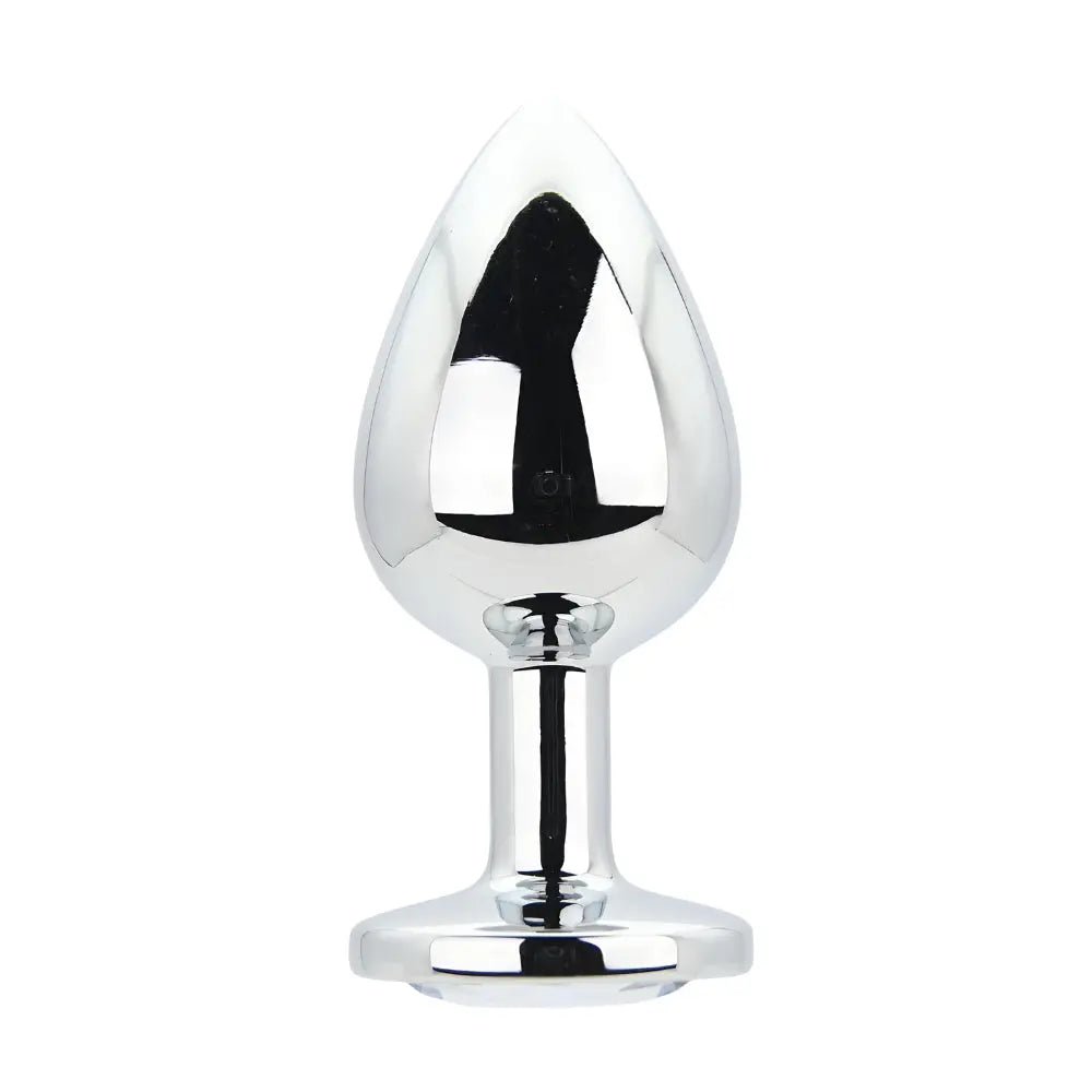 Toosh Silver Metal Butt Plug Large Clear Stone Toosh