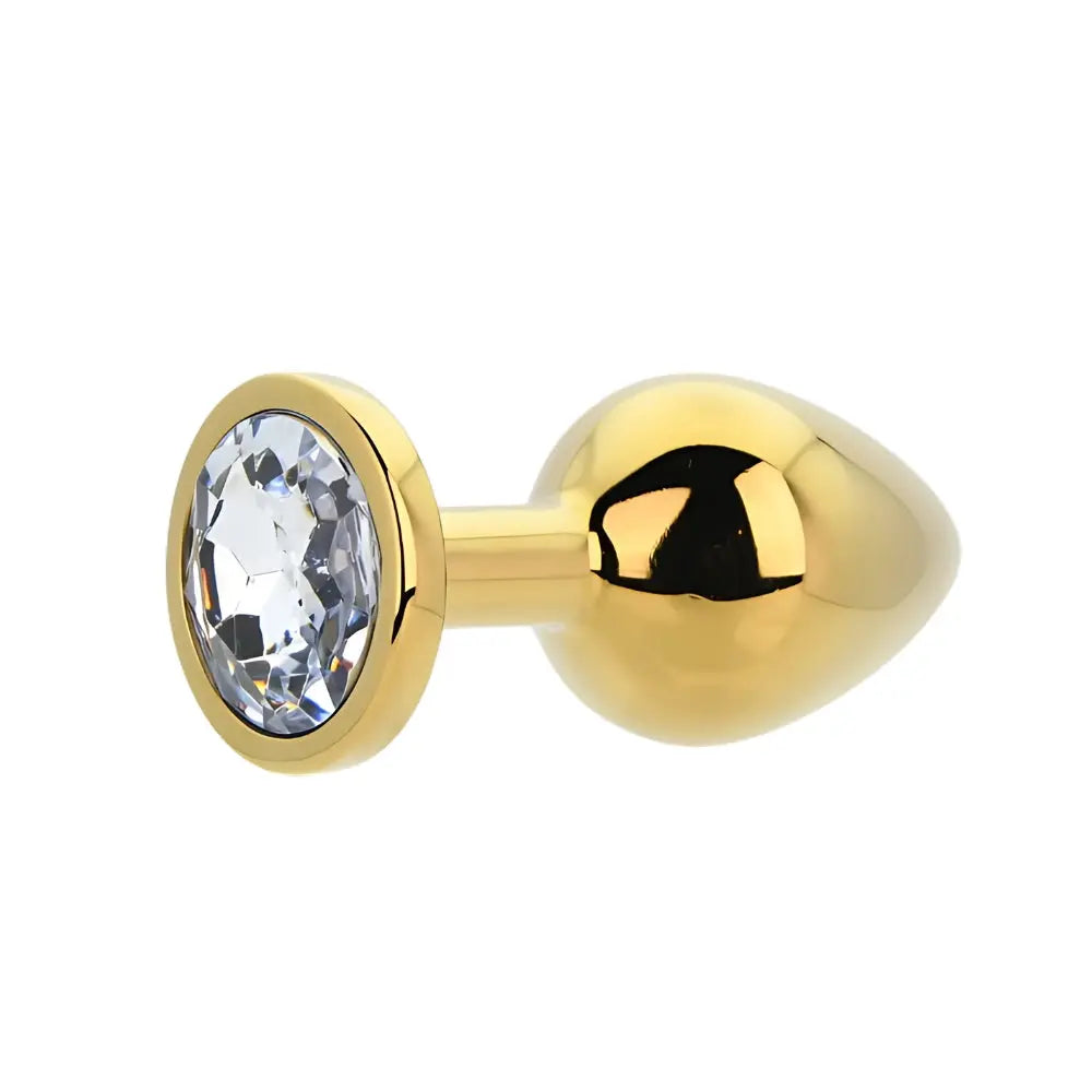 Toosh Gold Metal Butt Plug Medium Clear Stone Toosh