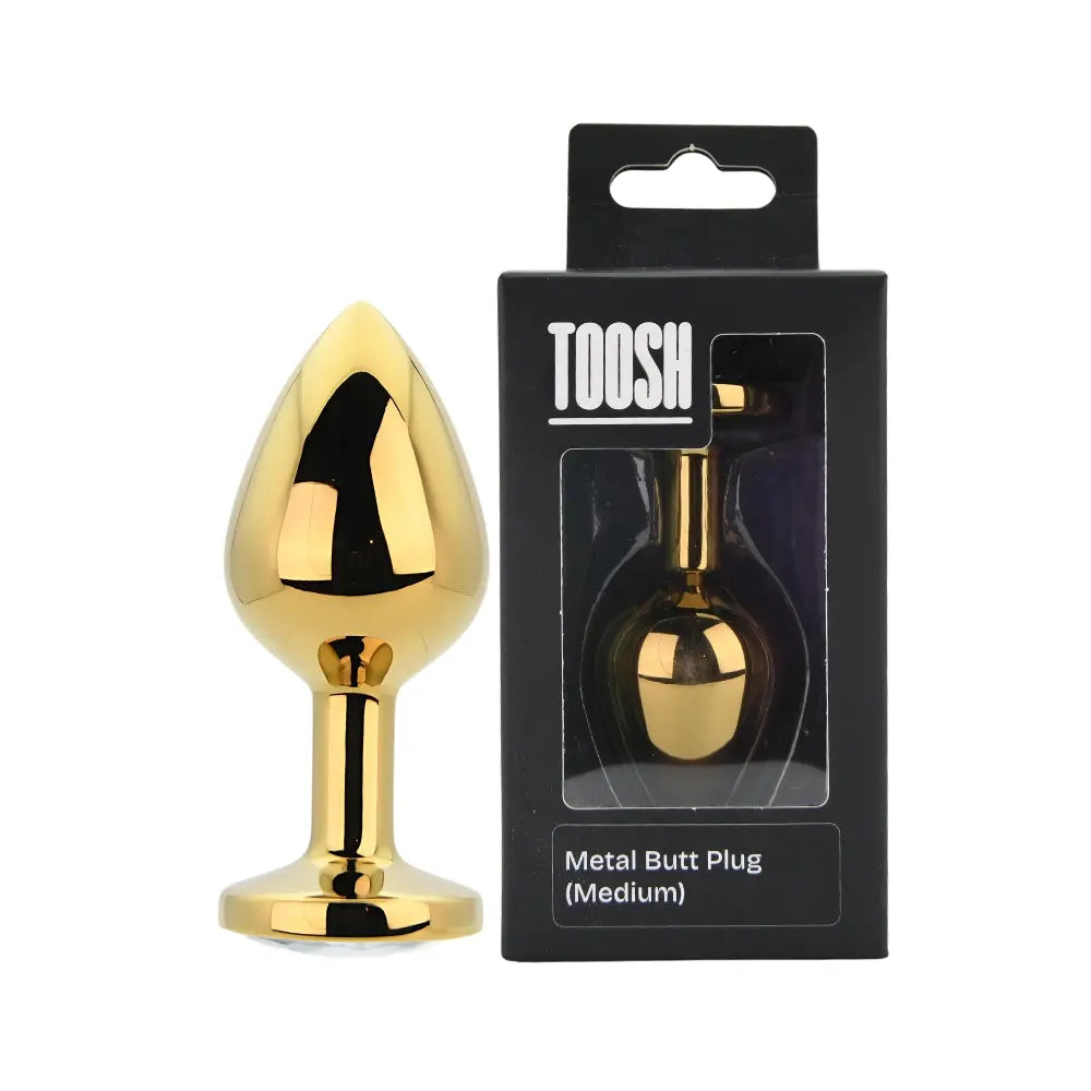 Toosh Gold Metal Butt Plug Medium Clear Stone Toosh