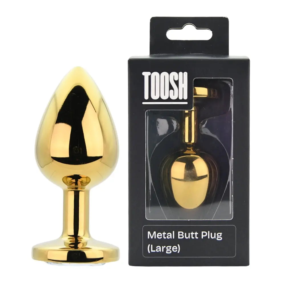 Toosh Gold Metal Butt Plug Large Clear Stone Toosh