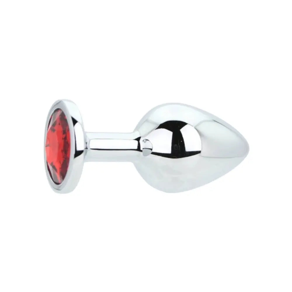 Toosh Silver Metal Butt Plug Medium Red Stone Toosh