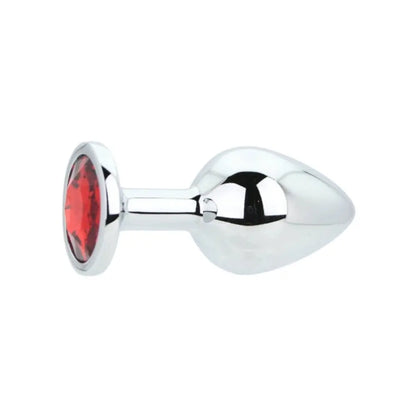 Toosh Silver Metal Butt Plug Medium Red Stone Toosh