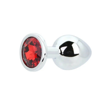 Toosh Silver Metal Butt Plug Medium Red Stone Toosh