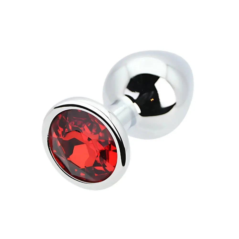 Toosh Silver Metal Butt Plug Medium Red Stone Toosh