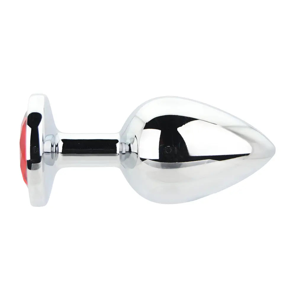 Toosh Silver Metal Butt Plug Large Red Stone Toosh