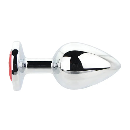 Toosh Silver Metal Butt Plug Large Red Stone Toosh