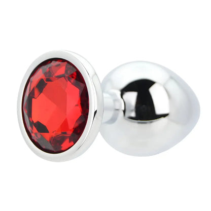 Toosh Silver Metal Butt Plug Large Red Stone Toosh