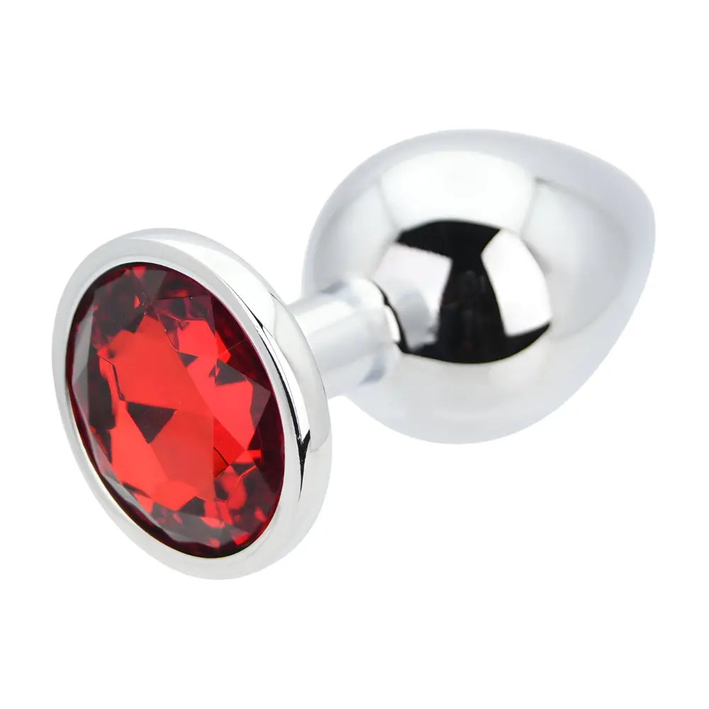 Toosh Silver Metal Butt Plug Large Red Stone Toosh