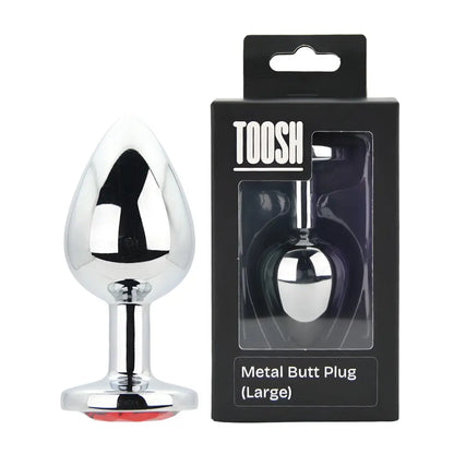 Toosh Silver Metal Butt Plug Large Red Stone Toosh