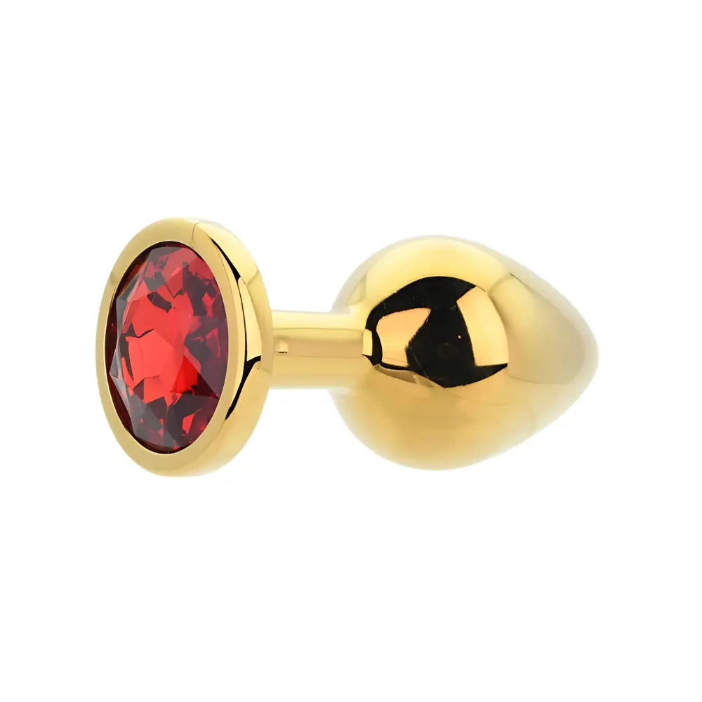 Toosh Gold Metal Butt Plug Medium Red Stone Toosh