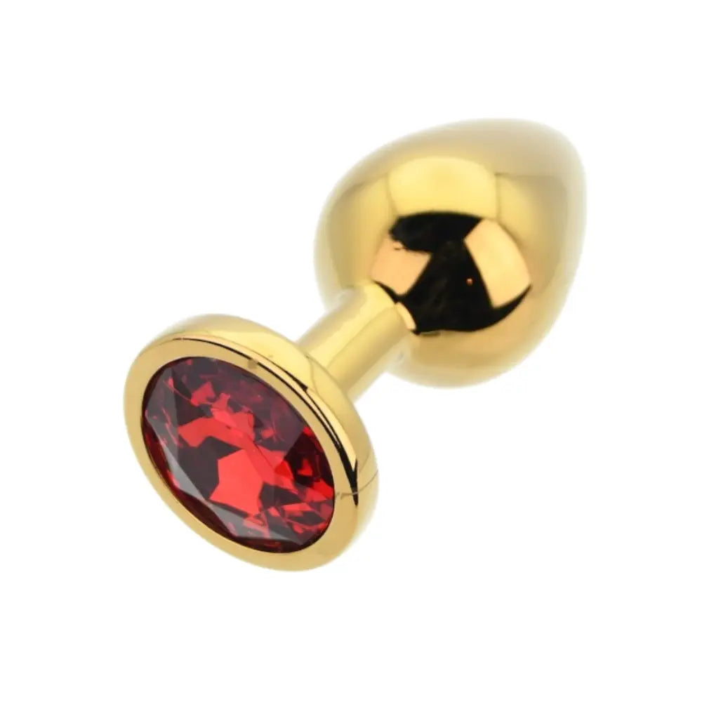 Toosh Gold Metal Butt Plug Medium Red Stone Toosh