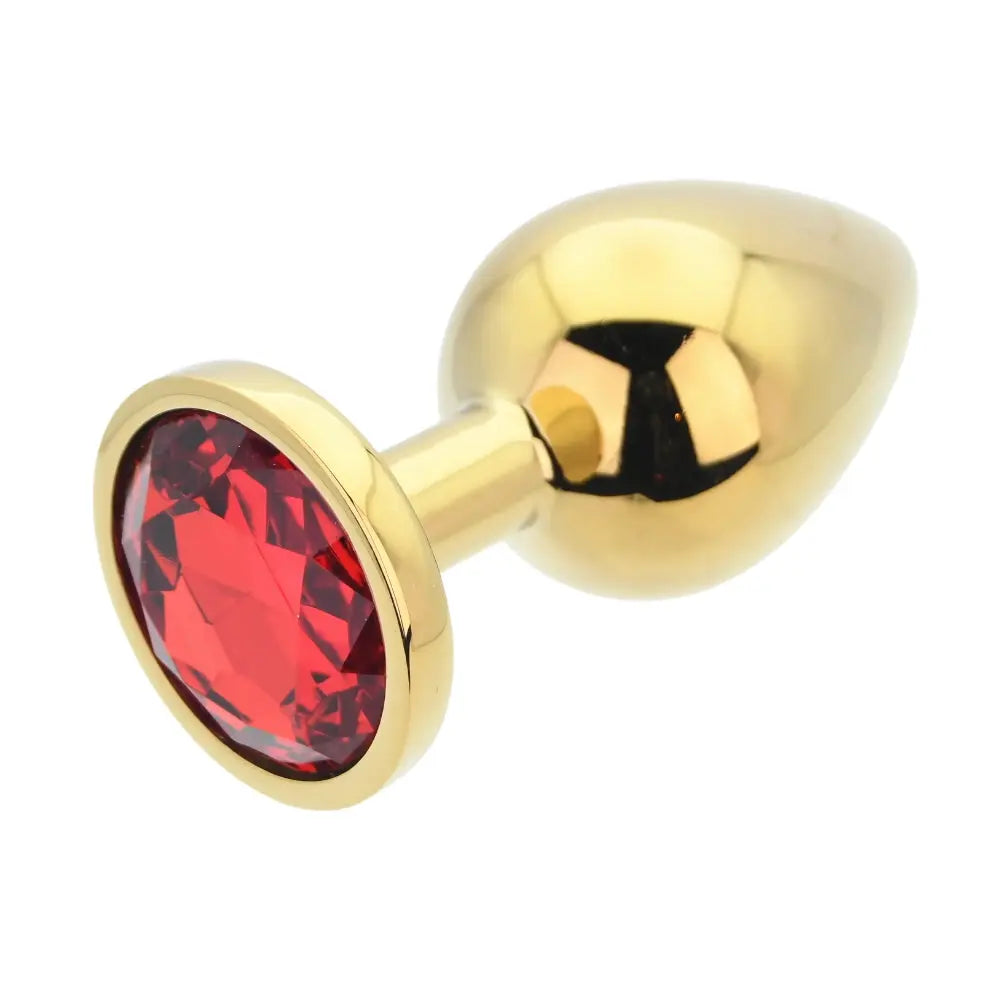 Toosh Gold Metal Butt Plug Large Red Stone Toosh