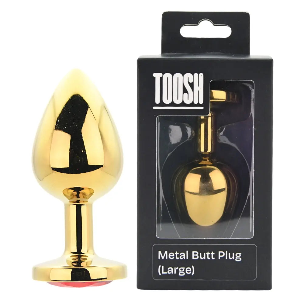 Toosh Gold Metal Butt Plug Large Red Stone Toosh