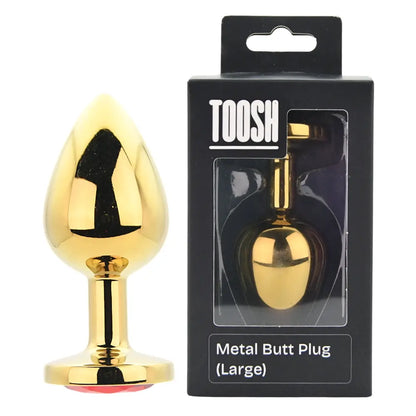 Toosh Gold Metal Butt Plug Large Red Stone Toosh