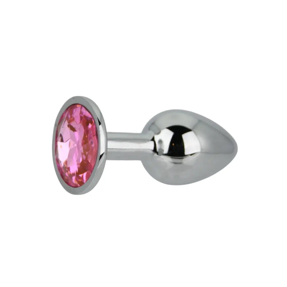 Toosh Silver Metal Butt Plug Small Pink Stone Toosh