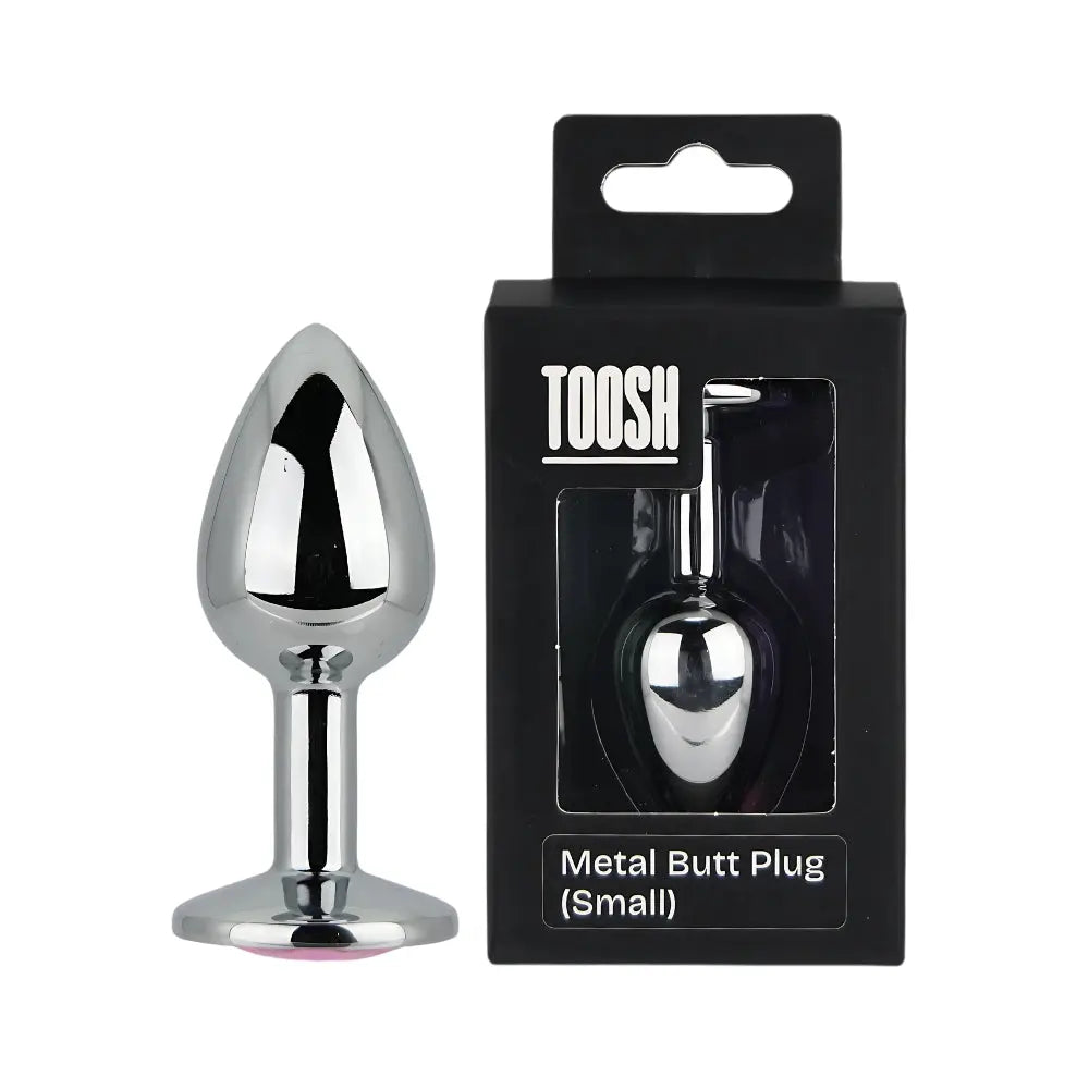 Toosh Silver Metal Butt Plug Small Pink Stone Toosh
