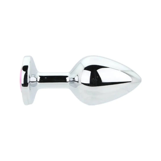 Toosh Silver Metal Butt Plug Medium Pink Stone Toosh