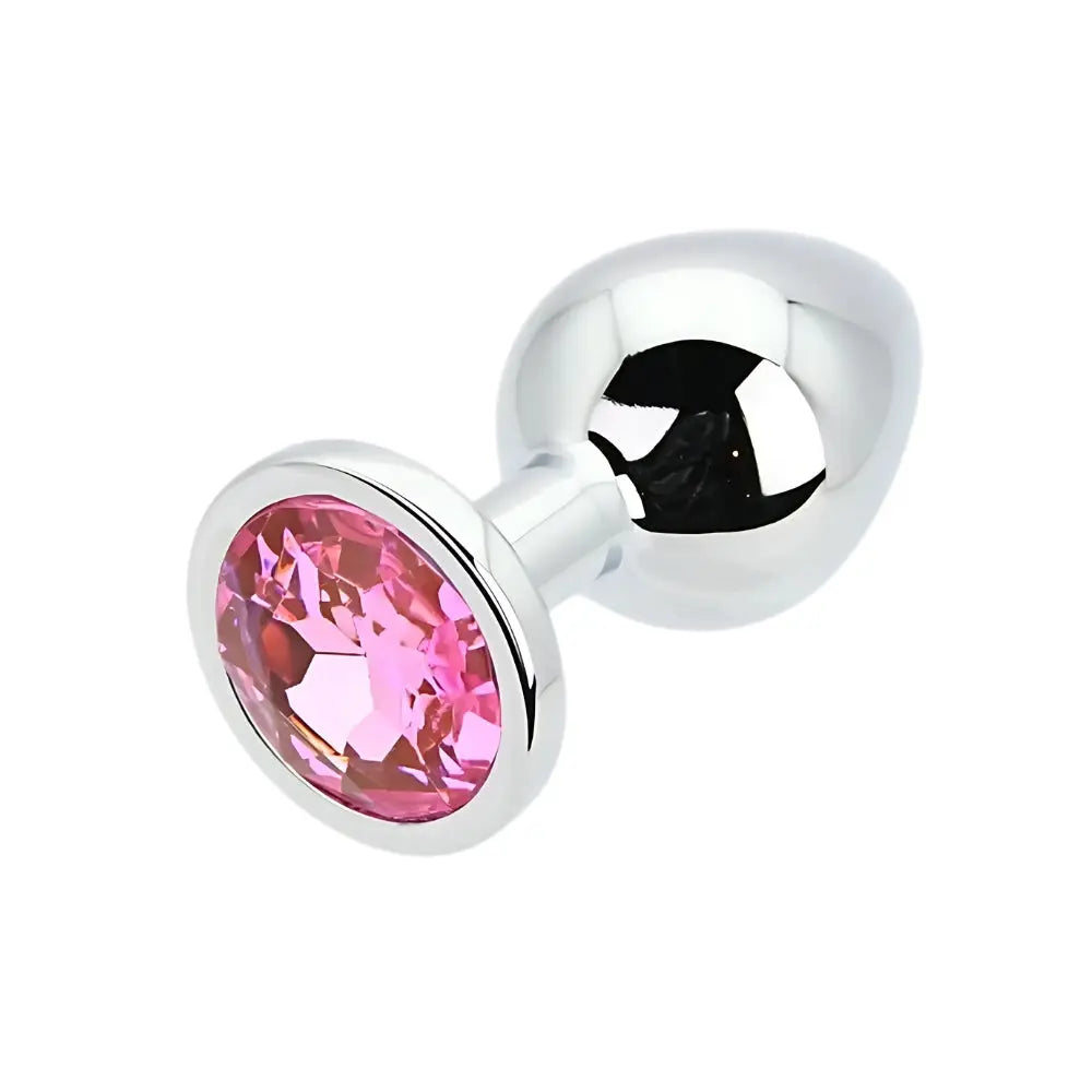 Toosh Silver Metal Butt Plug Medium Pink Stone Toosh