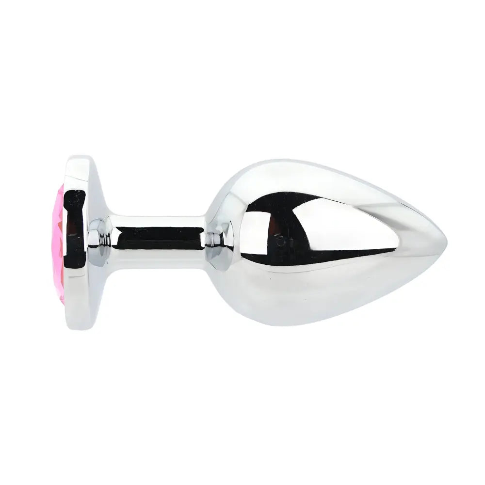 Toosh Silver Metal Butt Plug Large Pink Stone Toosh