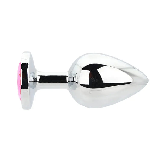 Toosh Silver Metal Butt Plug Large Pink Stone Toosh