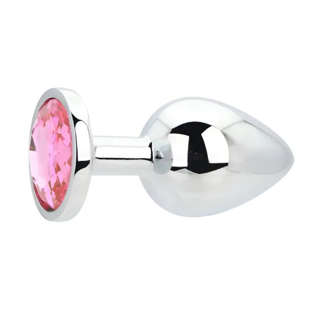 Toosh Silver Metal Butt Plug Large Pink Stone Toosh