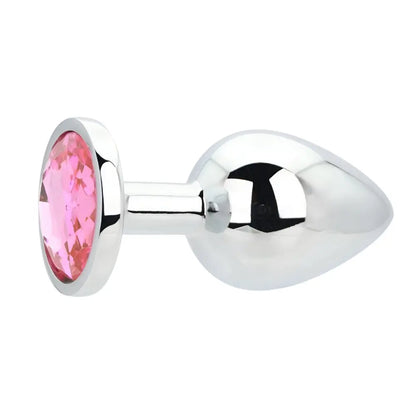 Toosh Silver Metal Butt Plug Large Pink Stone Toosh
