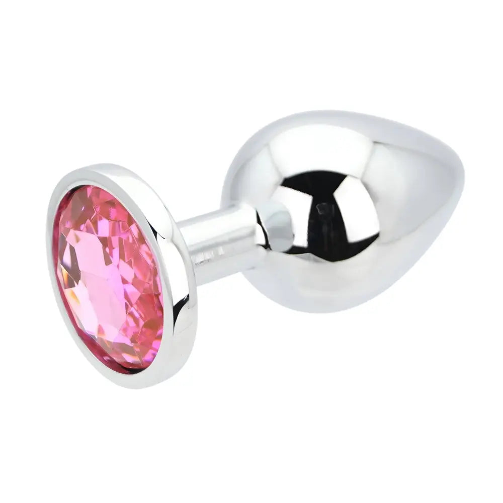 Toosh Silver Metal Butt Plug Large Pink Stone Toosh