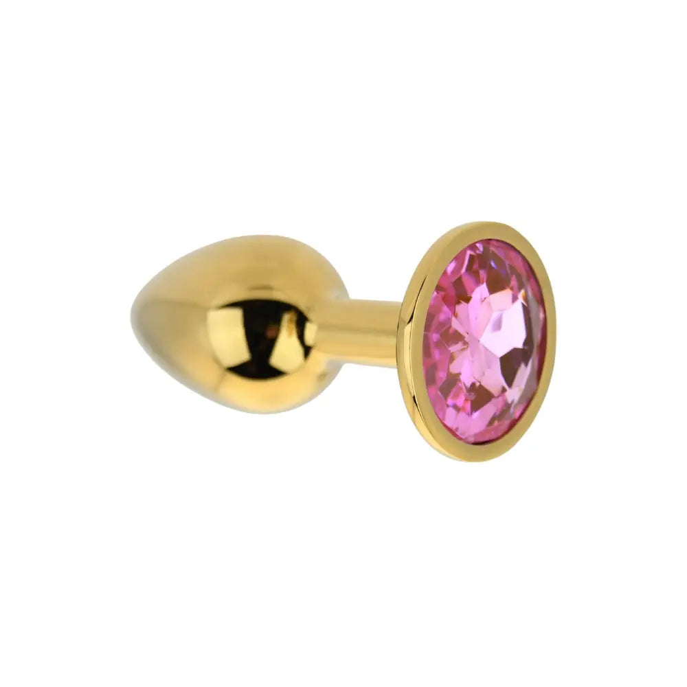 Toosh Gold Metal Butt Plug Small Pink Stone Toosh