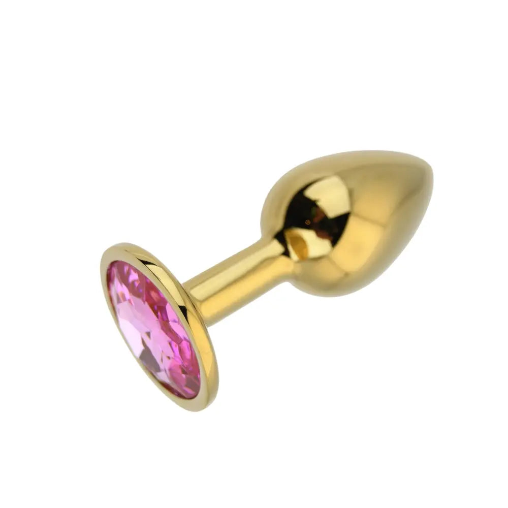 Toosh Gold Metal Butt Plug Small Pink Stone Toosh