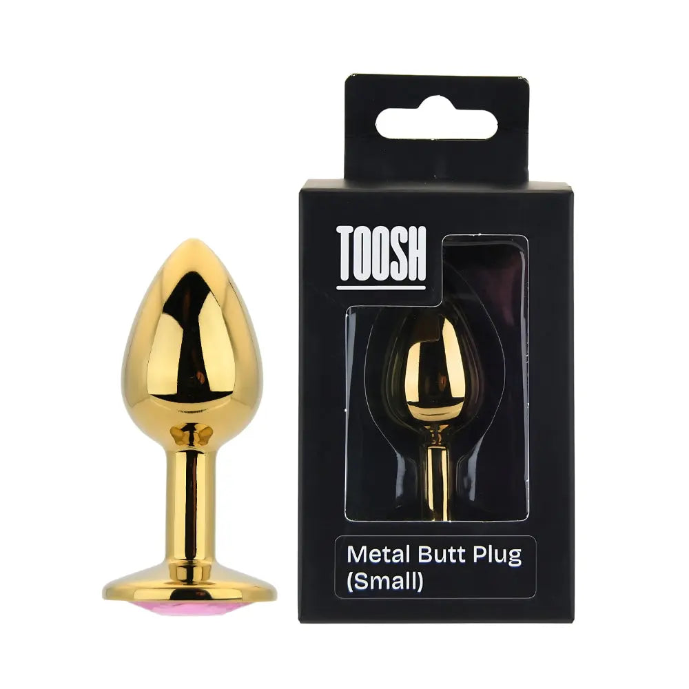 Toosh Gold Metal Butt Plug Small Pink Stone Toosh