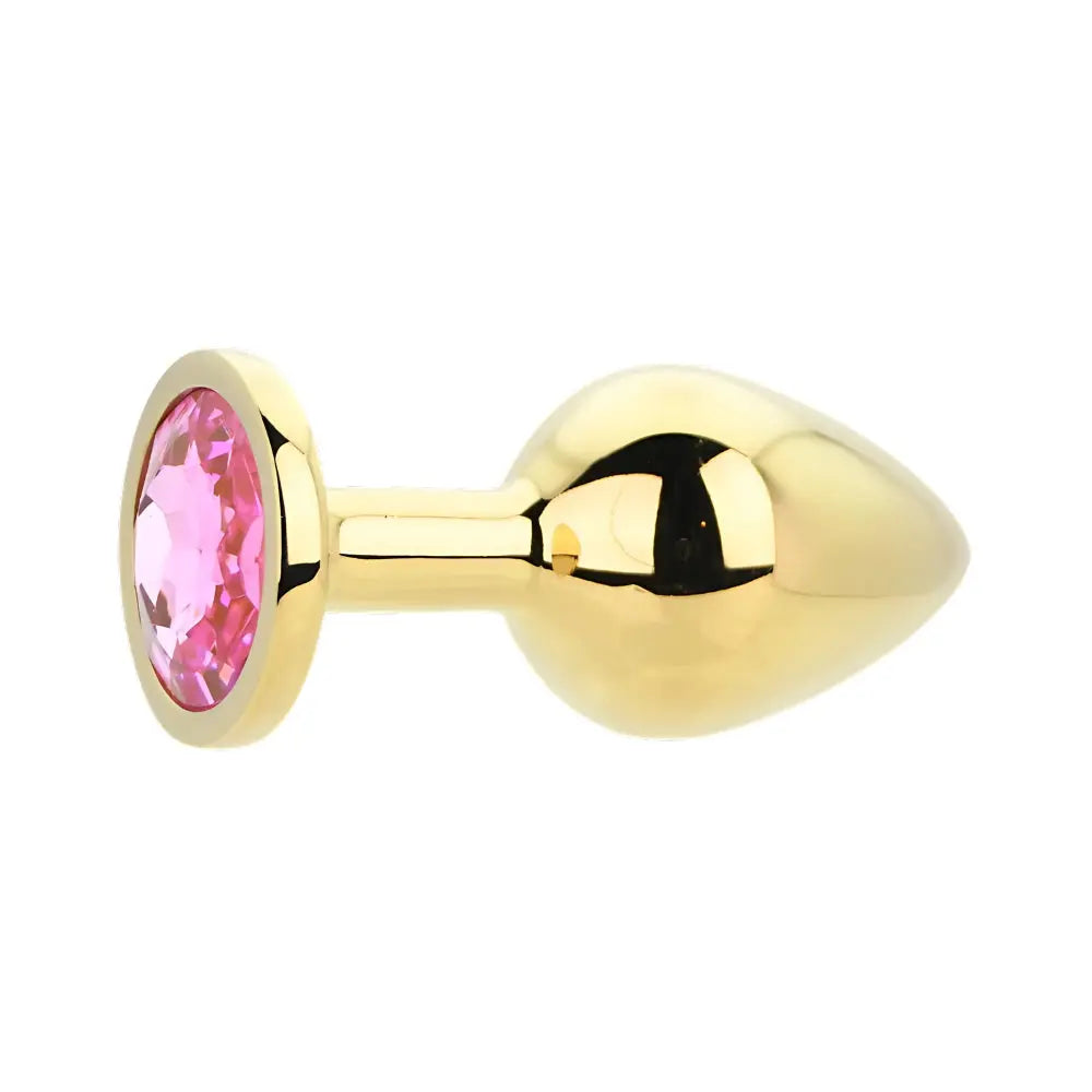 Toosh Gold Metal Butt Plug Medium Pink Stone Toosh