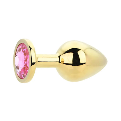 Toosh Gold Metal Butt Plug Medium Pink Stone Toosh