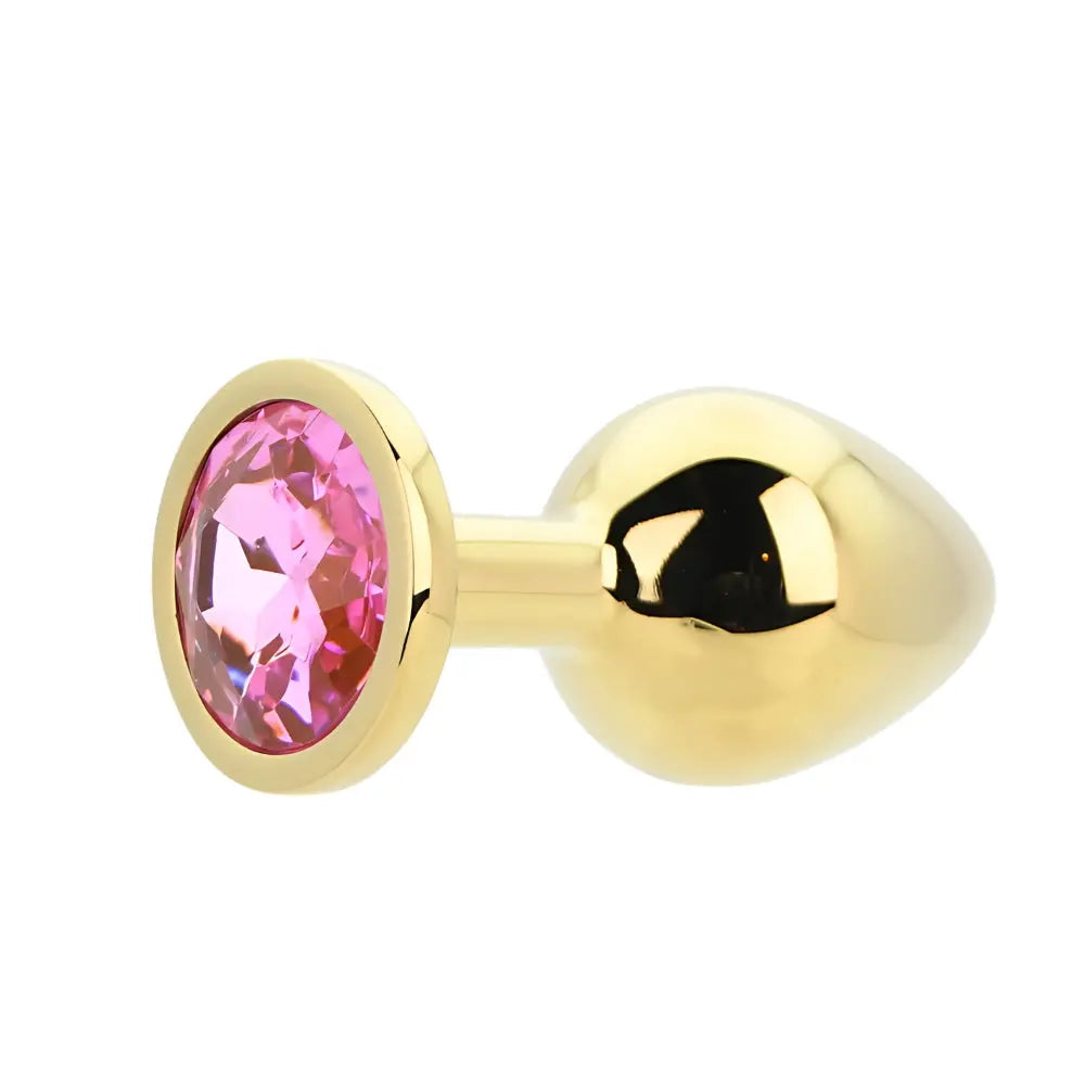 Toosh Gold Metal Butt Plug Medium Pink Stone Toosh
