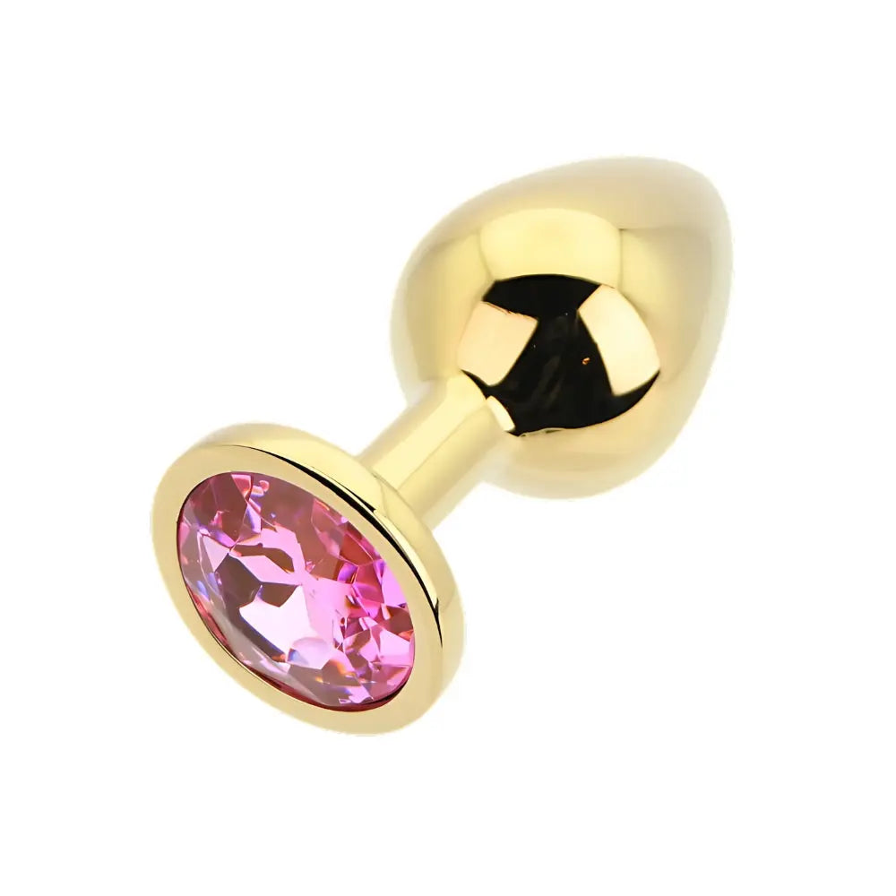 Toosh Gold Metal Butt Plug Medium Pink Stone Toosh