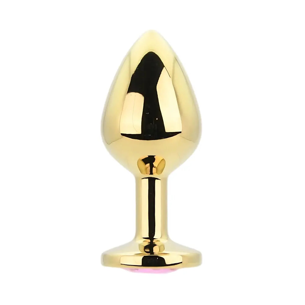 Toosh Gold Metal Butt Plug Medium Pink Stone Toosh