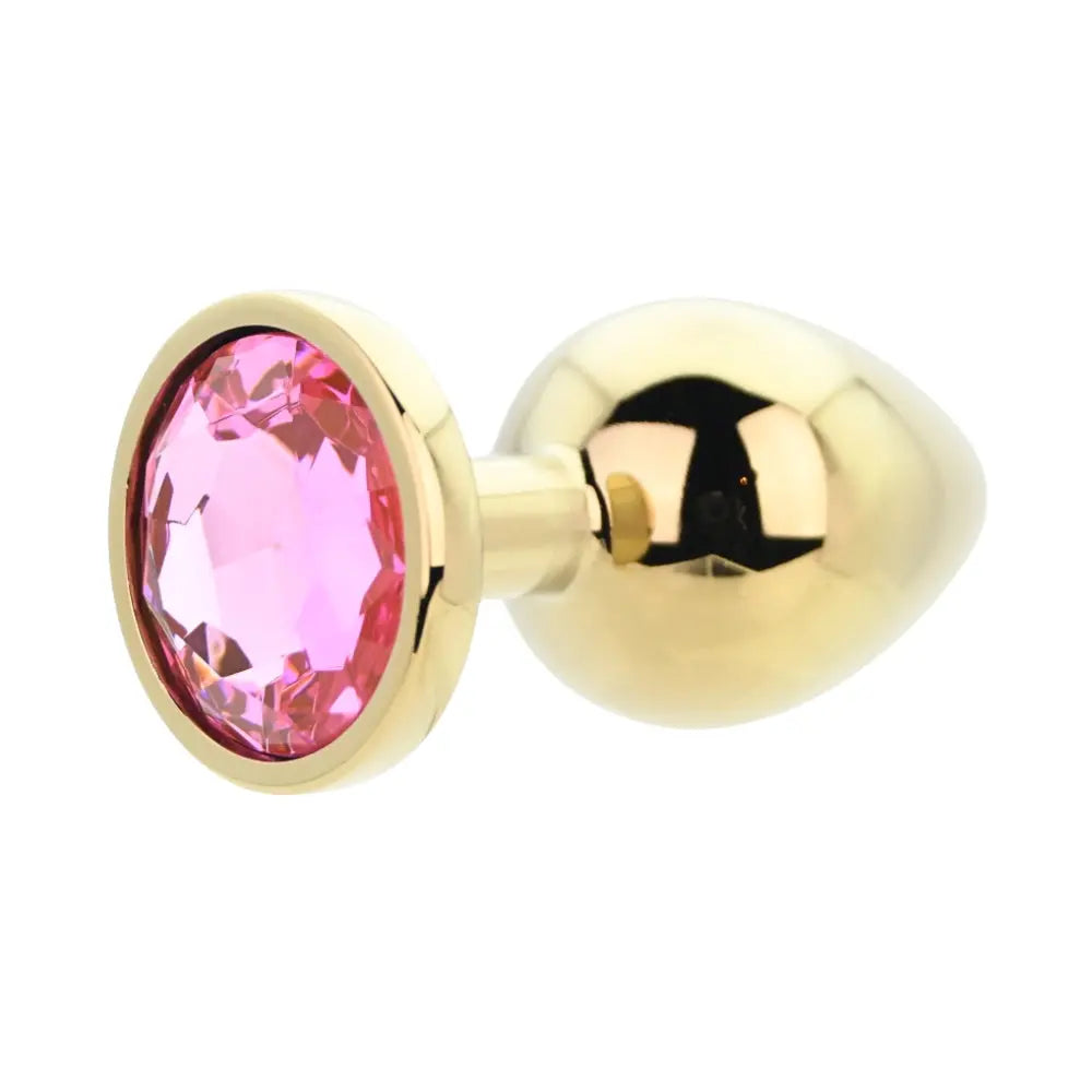 Toosh Gold Metal Butt Plug Large Pink Stone Toosh