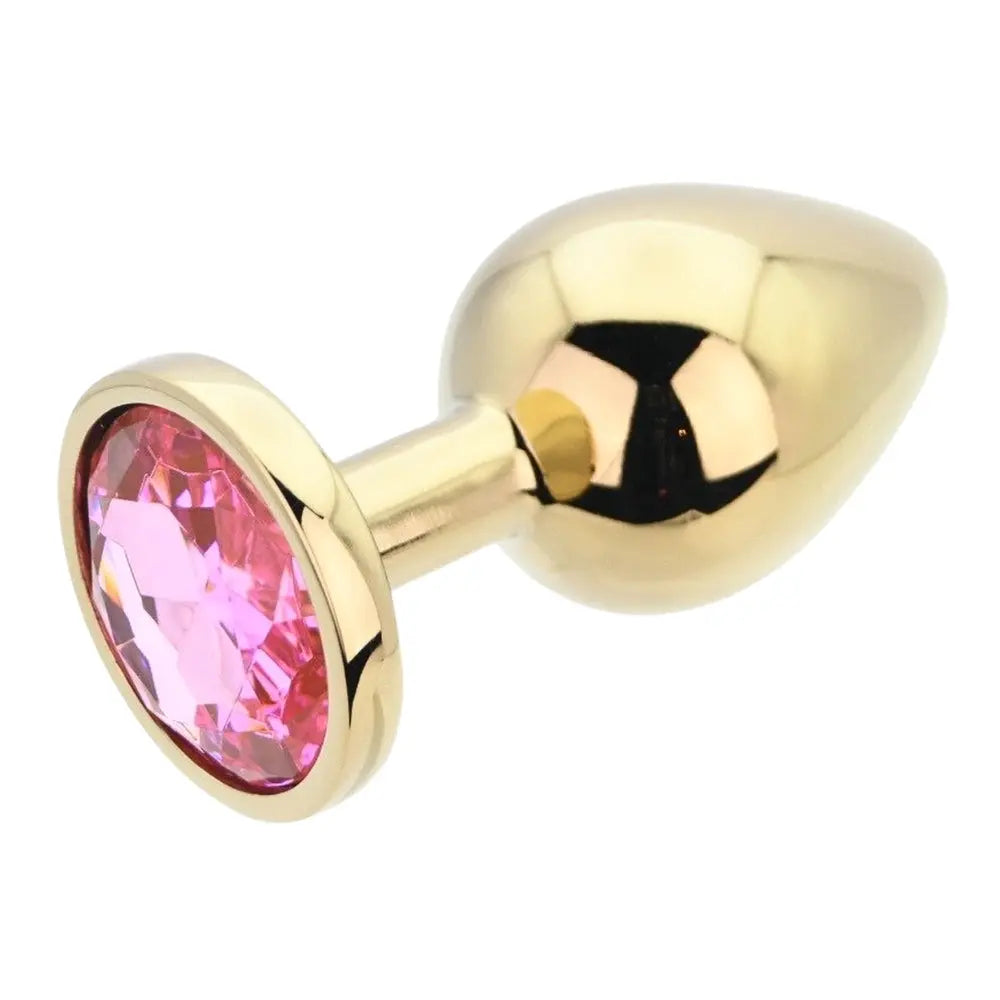 Toosh Gold Metal Butt Plug Large Pink Stone Toosh