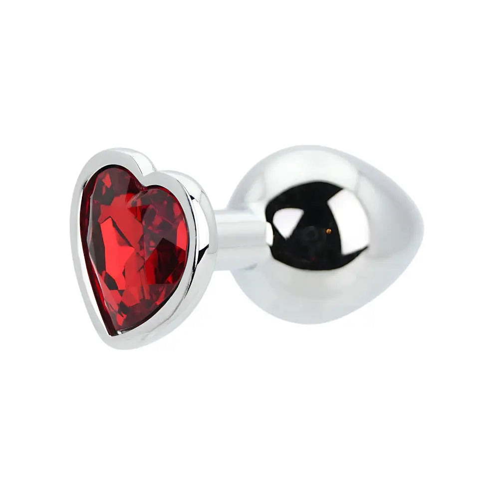 Toosh Heart Shaped Silver with Red Stone Medium Toosh