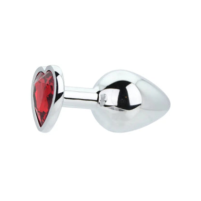 Toosh Heart Shaped Silver with Red Stone Medium Toosh