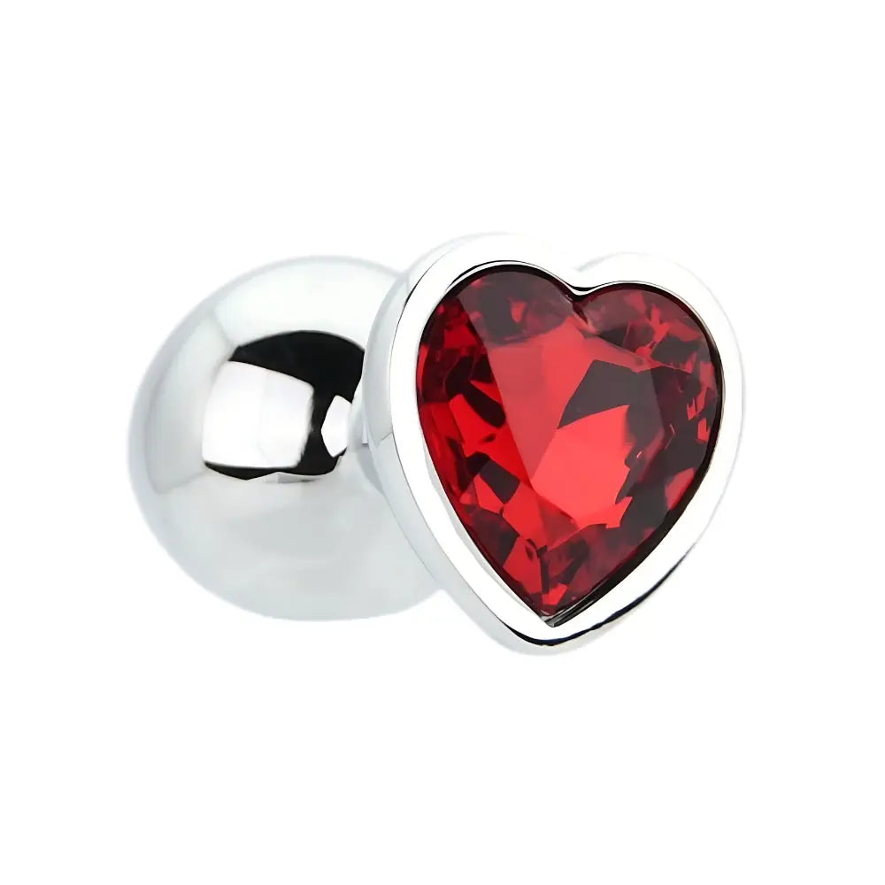 Toosh Heart Shaped Silver with Red Stone Medium Toosh