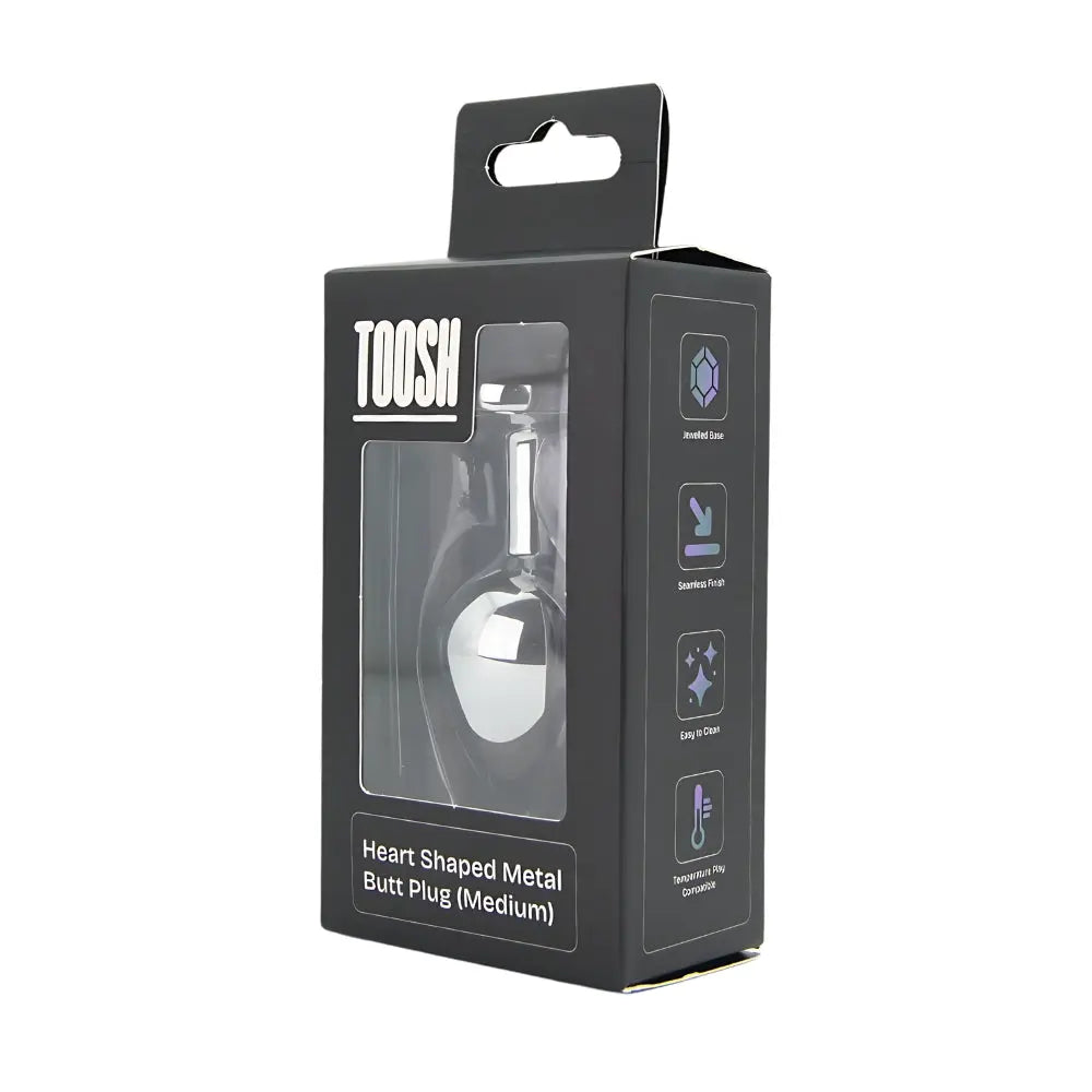 Toosh Heart Shaped Silver with Red Stone Medium Toosh