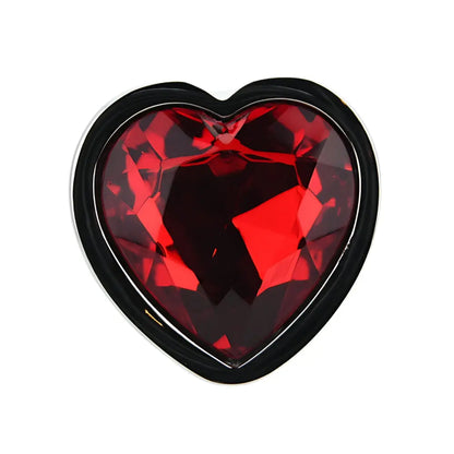 Toosh Heart Shaped Silver Butt Plug with Red Stone Large Toosh