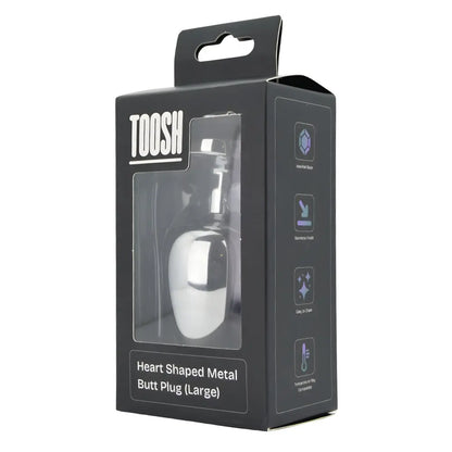 Toosh Heart Shaped Silver Butt Plug with Red Stone Large Toosh