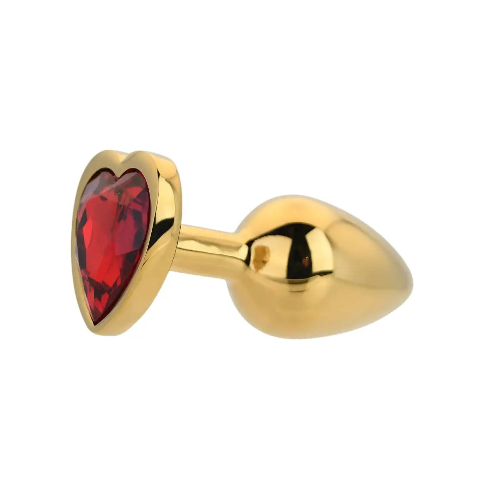 Toosh Heart Shaped Gold Butt Plug with Red Stone Small Toosh