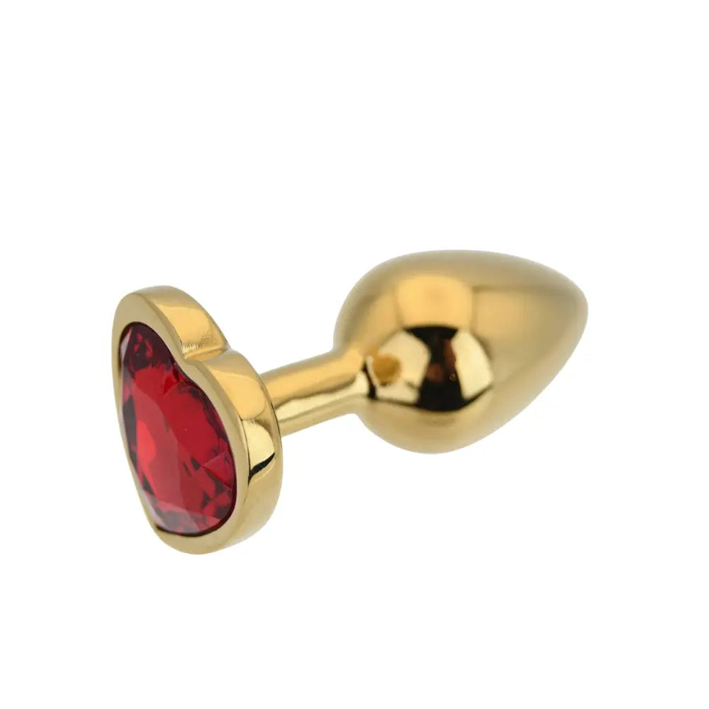 Toosh Heart Shaped Gold Butt Plug with Red Stone Small Toosh