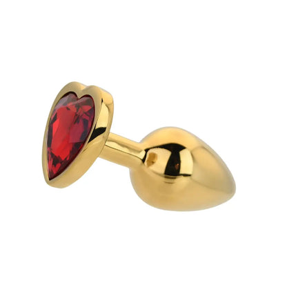 Toosh Heart Shaped Gold Butt Plug with Red Stone Small Toosh