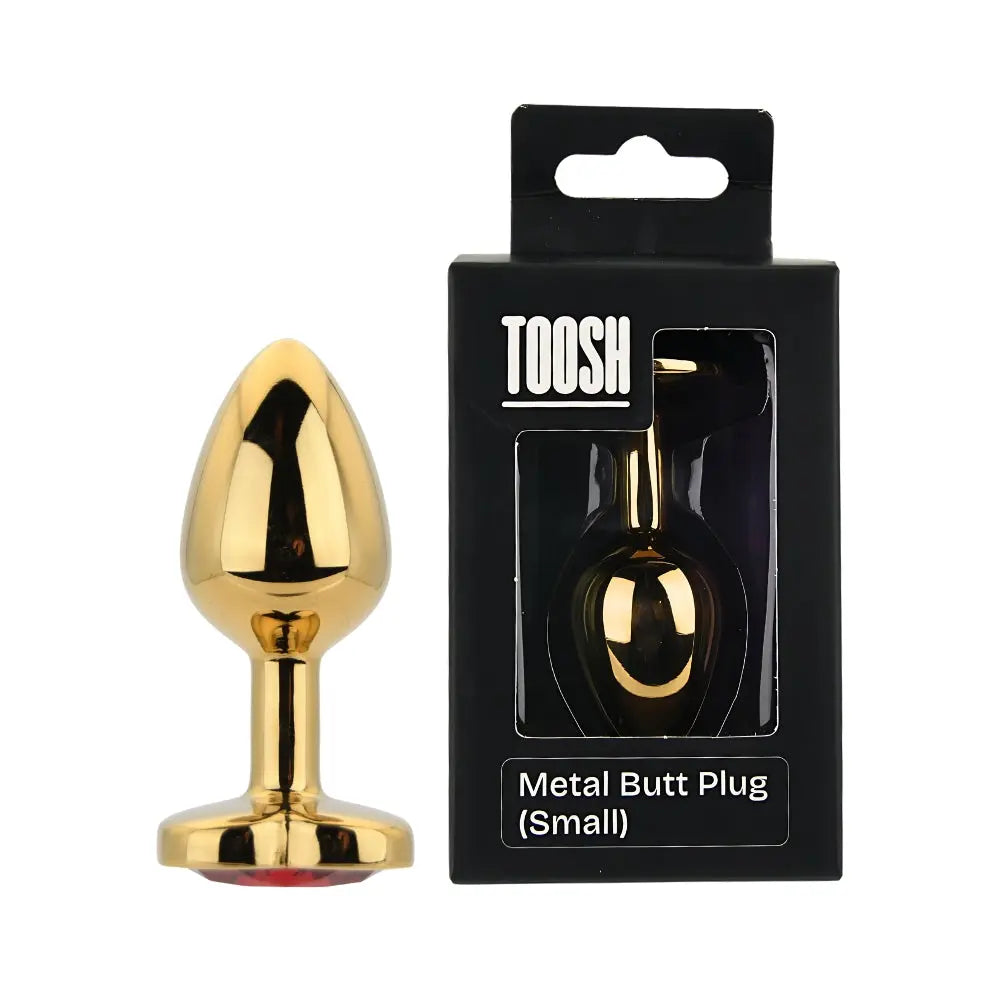 Toosh Heart Shaped Gold Butt Plug with Red Stone Small Toosh